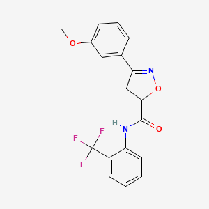 molecular formula C18H15F3N2O3 B11425961 3-(3-methoxyphenyl)-N-[2-(trifluoromethyl)phenyl]-4,5-dihydro-1,2-oxazole-5-carboxamide 