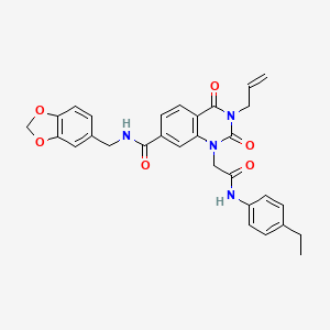 N-(1,3-benzodioxol-5-ylmethyl)-1-{2-[(4-ethylphenyl)amino]-2-oxoethyl}-2,4-dioxo-3-(prop-2-en-1-yl)-1,2,3,4-tetrahydroquinazoline-7-carboxamide