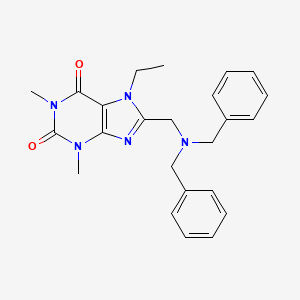 molecular formula C24H27N5O2 B11426014 8-[(dibenzylamino)methyl]-7-ethyl-1,3-dimethyl-3,7-dihydro-1H-purine-2,6-dione 