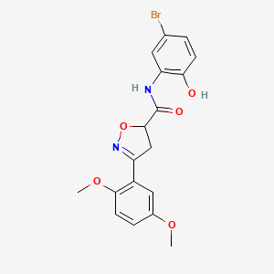 molecular formula C18H17BrN2O5 B11426038 N-(5-bromo-2-hydroxyphenyl)-3-(2,5-dimethoxyphenyl)-4,5-dihydro-1,2-oxazole-5-carboxamide 