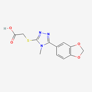 molecular formula C12H11N3O4S B11426045 {[5-(1,3-benzodioxol-5-yl)-4-methyl-4H-1,2,4-triazol-3-yl]sulfanyl}acetic acid 