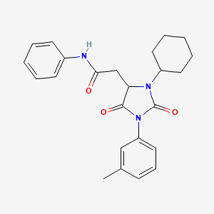 2-[3-cyclohexyl-1-(3-methylphenyl)-2,5-dioxoimidazolidin-4-yl]-N-phenylacetamide