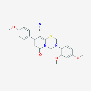 3-(2,4-dimethoxyphenyl)-8-(4-methoxyphenyl)-6-oxo-3,4,7,8-tetrahydro-2H,6H-pyrido[2,1-b][1,3,5]thiadiazine-9-carbonitrile