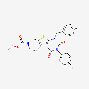 ethyl 4-(4-fluorophenyl)-6-[(4-methylphenyl)methyl]-3,5-dioxo-8-thia-4,6,11-triazatricyclo[7.4.0.02,7]trideca-1(9),2(7)-diene-11-carboxylate