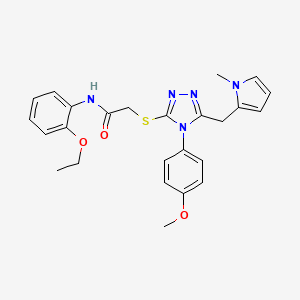 molecular formula C25H27N5O3S B11426183 N-(2-ethoxyphenyl)-2-((4-(4-methoxyphenyl)-5-((1-methyl-1H-pyrrol-2-yl)methyl)-4H-1,2,4-triazol-3-yl)thio)acetamide 