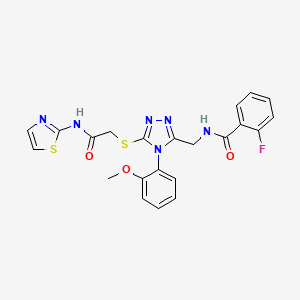 2-Fluoro-N-{[4-(2-methoxyphenyl)-5-({[(1,3-thiazol-2-YL)carbamoyl]methyl}sulfanyl)-4H-1,2,4-triazol-3-YL]methyl}benzamide