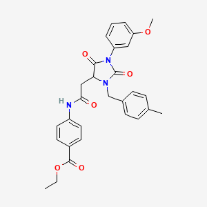 Ethyl 4-({[1-(3-methoxyphenyl)-3-(4-methylbenzyl)-2,5-dioxoimidazolidin-4-yl]acetyl}amino)benzoate