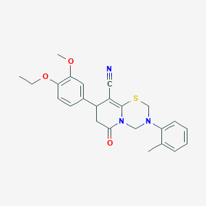 8-(4-ethoxy-3-methoxyphenyl)-3-(2-methylphenyl)-6-oxo-3,4,7,8-tetrahydro-2H,6H-pyrido[2,1-b][1,3,5]thiadiazine-9-carbonitrile