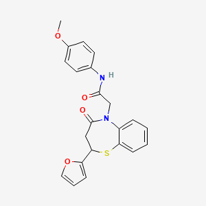 2-(2-(furan-2-yl)-4-oxo-3,4-dihydrobenzo[b][1,4]thiazepin-5(2H)-yl)-N-(4-methoxyphenyl)acetamide