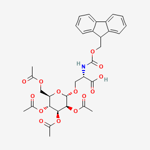 molecular formula C32H35NO14 B1142634 (2S)-2-(9H-Fluoren-9-ylmethoxycarbonylamino)-3-[(2S,3S,4S,5R,6R)-3,4,5-triacetyloxy-6-(acetyloxymethyl)oxan-2-yl]oxypropanoic acid CAS No. 118358-80-8
