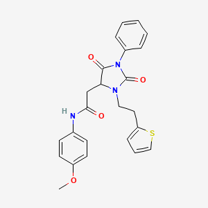 2-{2,5-dioxo-1-phenyl-3-[2-(thiophen-2-yl)ethyl]imidazolidin-4-yl}-N-(4-methoxyphenyl)acetamide