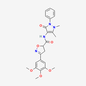 N-(1,5-dimethyl-3-oxo-2-phenyl-2,3-dihydro-1H-pyrazol-4-yl)-3-(3,4,5-trimethoxyphenyl)-4,5-dihydro-1,2-oxazole-5-carboxamide