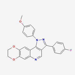 molecular formula C25H18FN3O3 B11426395 3-(4-fluorophenyl)-1-(4-methoxyphenyl)-8,9-dihydro-1H-[1,4]dioxino[2,3-g]pyrazolo[4,3-c]quinoline 