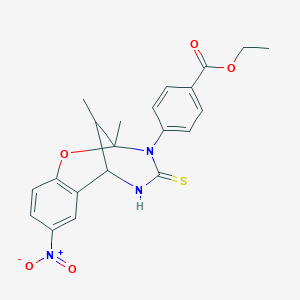 ethyl 4-(2,11-dimethyl-8-nitro-4-thioxo-5,6-dihydro-2H-2,6-methano-1,3,5-benzoxadiazocin-3(4H)-yl)benzoate