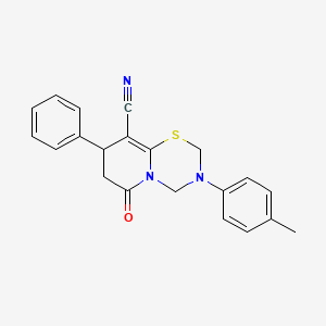 3-(4-methylphenyl)-6-oxo-8-phenyl-3,4,7,8-tetrahydro-2H,6H-pyrido[2,1-b][1,3,5]thiadiazine-9-carbonitrile