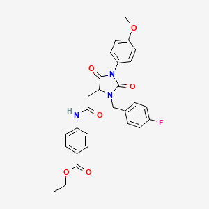 Ethyl 4-({[3-(4-fluorobenzyl)-1-(4-methoxyphenyl)-2,5-dioxoimidazolidin-4-yl]acetyl}amino)benzoate