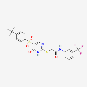 2-{[5-(4-tert-butylbenzenesulfonyl)-6-oxo-1,6-dihydropyrimidin-2-yl]sulfanyl}-N-[3-(trifluoromethyl)phenyl]acetamide