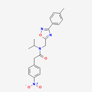 molecular formula C21H22N4O4 B11426472 N-{[3-(4-methylphenyl)-1,2,4-oxadiazol-5-yl]methyl}-2-(4-nitrophenyl)-N-(propan-2-yl)acetamide 