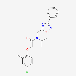 molecular formula C21H22ClN3O3 B11426493 2-(4-chloro-2-methylphenoxy)-N-[(3-phenyl-1,2,4-oxadiazol-5-yl)methyl]-N-(propan-2-yl)acetamide 