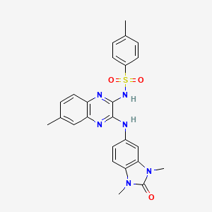 molecular formula C25H24N6O3S B11426536 N-{3-[(1,3-dimethyl-2-oxo-2,3-dihydro-1H-benzimidazol-5-yl)amino]-6-methylquinoxalin-2-yl}-4-methylbenzenesulfonamide 