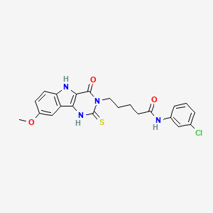 N-(3-chlorophenyl)-5-(8-methoxy-4-oxo-2-thioxo-1,2,4,5-tetrahydro-3H-pyrimido[5,4-b]indol-3-yl)pentanamide