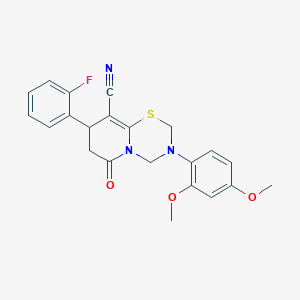 3-(2,4-dimethoxyphenyl)-8-(2-fluorophenyl)-6-oxo-3,4,7,8-tetrahydro-2H,6H-pyrido[2,1-b][1,3,5]thiadiazine-9-carbonitrile