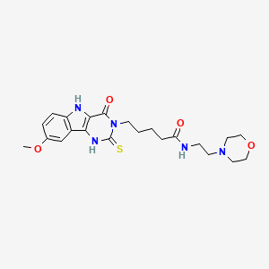 5-(8-methoxy-4-oxo-2-sulfanylidene-1,5-dihydropyrimido[5,4-b]indol-3-yl)-N-(2-morpholin-4-ylethyl)pentanamide