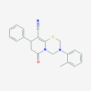 molecular formula C21H19N3OS B11426589 3-(2-methylphenyl)-6-oxo-8-phenyl-3,4,7,8-tetrahydro-2H,6H-pyrido[2,1-b][1,3,5]thiadiazine-9-carbonitrile 