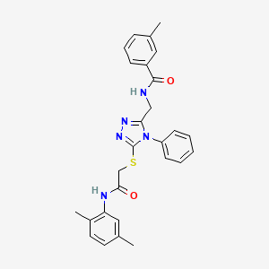 molecular formula C27H27N5O2S B11426590 N-{[5-({[(2,5-Dimethylphenyl)carbamoyl]methyl}sulfanyl)-4-phenyl-4H-1,2,4-triazol-3-YL]methyl}-3-methylbenzamide 