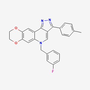 molecular formula C26H20FN3O2 B11426602 5-(3-fluorobenzyl)-3-(4-methylphenyl)-8,9-dihydro-5H-[1,4]dioxino[2,3-g]pyrazolo[4,3-c]quinoline 