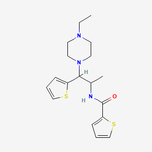 molecular formula C18H25N3OS2 B11426615 N-(1-(4-ethylpiperazin-1-yl)-1-(thiophen-2-yl)propan-2-yl)thiophene-2-carboxamide 