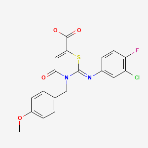 molecular formula C20H16ClFN2O4S B11426644 methyl (2Z)-2-[(3-chloro-4-fluorophenyl)imino]-3-(4-methoxybenzyl)-4-oxo-3,4-dihydro-2H-1,3-thiazine-6-carboxylate 