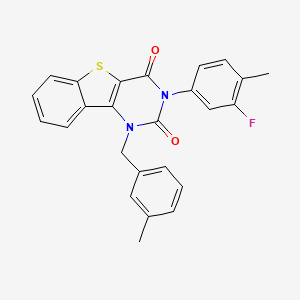 molecular formula C25H19FN2O2S B11426664 3-(3-fluoro-4-methylphenyl)-1-(3-methylbenzyl)[1]benzothieno[3,2-d]pyrimidine-2,4(1H,3H)-dione 