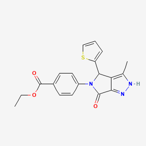 ethyl 4-[3-methyl-6-oxo-4-(thiophen-2-yl)-2,6-dihydropyrrolo[3,4-c]pyrazol-5(4H)-yl]benzoate