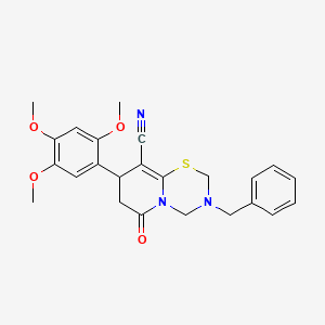 3-benzyl-6-oxo-8-(2,4,5-trimethoxyphenyl)-3,4,7,8-tetrahydro-2H,6H-pyrido[2,1-b][1,3,5]thiadiazine-9-carbonitrile