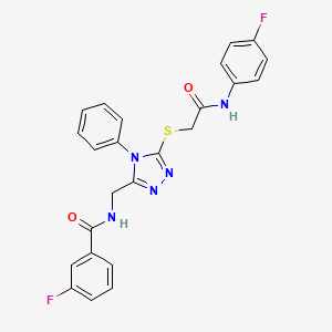 molecular formula C24H19F2N5O2S B11426705 3-Fluoro-N-{[5-({[(4-fluorophenyl)carbamoyl]methyl}sulfanyl)-4-phenyl-4H-1,2,4-triazol-3-YL]methyl}benzamide 