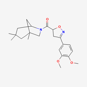 molecular formula C22H30N2O4 B11426713 [3-(3,4-Dimethoxyphenyl)-4,5-dihydro-1,2-oxazol-5-yl](1,3,3-trimethyl-6-azabicyclo[3.2.1]oct-6-yl)methanone 