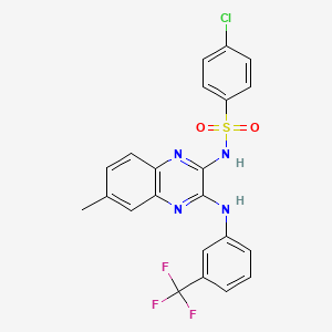 molecular formula C22H16ClF3N4O2S B11426719 4-chloro-N-(6-methyl-3-{[3-(trifluoromethyl)phenyl]amino}quinoxalin-2-yl)benzenesulfonamide 