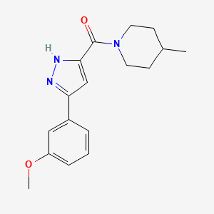 1-[3-(3-Methoxyphenyl)-1H-pyrazole-5-carbonyl]-4-methylpiperidine