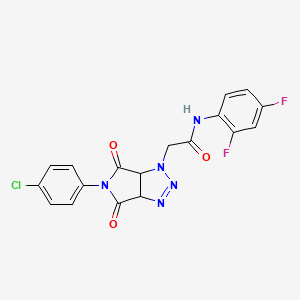 molecular formula C18H12ClF2N5O3 B11426731 2-[5-(4-chlorophenyl)-4,6-dioxo-4,5,6,6a-tetrahydropyrrolo[3,4-d][1,2,3]triazol-1(3aH)-yl]-N-(2,4-difluorophenyl)acetamide 