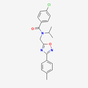 molecular formula C20H20ClN3O2 B11426741 4-chloro-N-{[3-(4-methylphenyl)-1,2,4-oxadiazol-5-yl]methyl}-N-(propan-2-yl)benzamide 