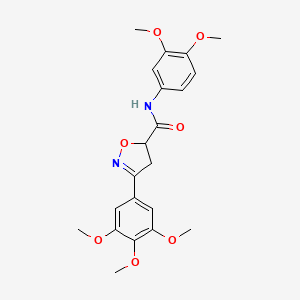 molecular formula C21H24N2O7 B11426756 N-(3,4-dimethoxyphenyl)-3-(3,4,5-trimethoxyphenyl)-4,5-dihydro-1,2-oxazole-5-carboxamide 