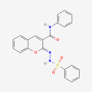 molecular formula C22H17N3O4S B11426792 (2Z)-N-phenyl-2-[2-(phenylsulfonyl)hydrazinylidene]-2H-chromene-3-carboxamide 