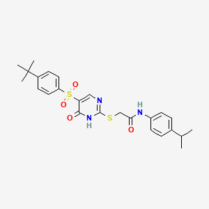 2-((5-((4-(tert-butyl)phenyl)sulfonyl)-6-oxo-1,6-dihydropyrimidin-2-yl)thio)-N-(4-isopropylphenyl)acetamide