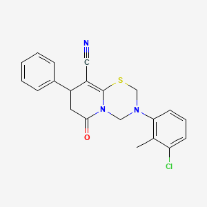 3-(3-chloro-2-methylphenyl)-6-oxo-8-phenyl-3,4,7,8-tetrahydro-2H,6H-pyrido[2,1-b][1,3,5]thiadiazine-9-carbonitrile