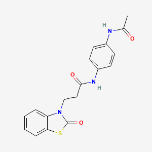 molecular formula C18H17N3O3S B11426900 N-(4-acetamidophenyl)-3-(2-oxobenzo[d]thiazol-3(2H)-yl)propanamide 