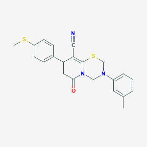 3-(3-methylphenyl)-8-[4-(methylsulfanyl)phenyl]-6-oxo-3,4,7,8-tetrahydro-2H,6H-pyrido[2,1-b][1,3,5]thiadiazine-9-carbonitrile