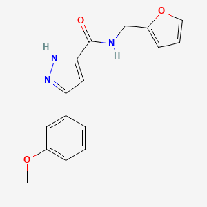 molecular formula C16H15N3O3 B11426911 N-(furan-2-ylmethyl)-5-(3-methoxyphenyl)-1H-pyrazole-3-carboxamide 