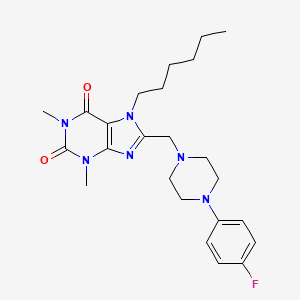 molecular formula C24H33FN6O2 B11426917 8-[[4-(4-Fluorophenyl)piperazin-1-yl]methyl]-7-hexyl-1,3-dimethylpurine-2,6-dione 