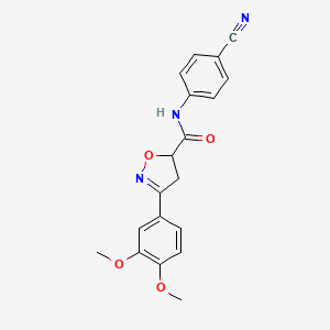 molecular formula C19H17N3O4 B11426933 N-(4-cyanophenyl)-3-(3,4-dimethoxyphenyl)-4,5-dihydro-1,2-oxazole-5-carboxamide 